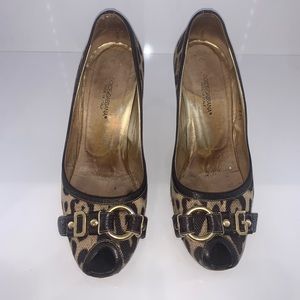 Dolce & Gabbana  Leopard fabric peep toe 37.5